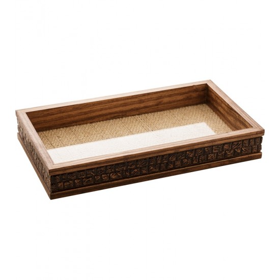 Bandeja 30x17x4cm Madeira Coquinho Com Sisal Natural